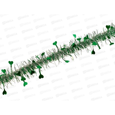 Мишура, 5см. х 2м., AL-13630 зеленый/серебро  *800