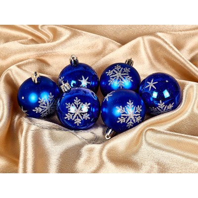 Набор шаров 6шт d6см, Роскошные снежинки, синий, SYQВ-0122205 Набор шаров 6шт d6см, Роскошные снежинки, синий, SYQВ-0122205