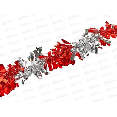 Мишура 7см х 2м. красный+серебро, AL-3351, *800