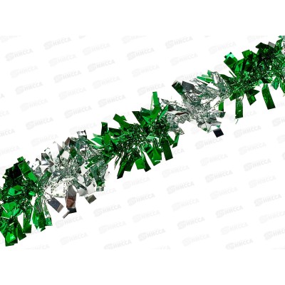 Мишура 7см х 2м. зеленый+серебро, AL-3351, *800