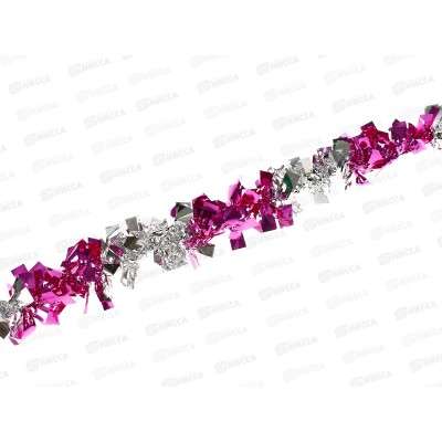 Мишура 7см х 2м. фуксия+серебро, AL-3351, *800
