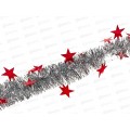 Мишура 002015 звездочки большие 5смх2м. серебро+красный, AL-3356 *600
