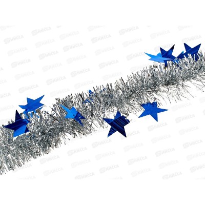 Мишура 002015 звездочки большие 5смх2м. серебро+синий, AL-3356 *600