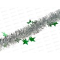 Мишура 002015 звездочки большие 5смх2м. серебро+зеленый, AL-3356 *600 Мишура 002015 звездочки большие 5смх2м. серебро+зеленый, AL-3356 *600
