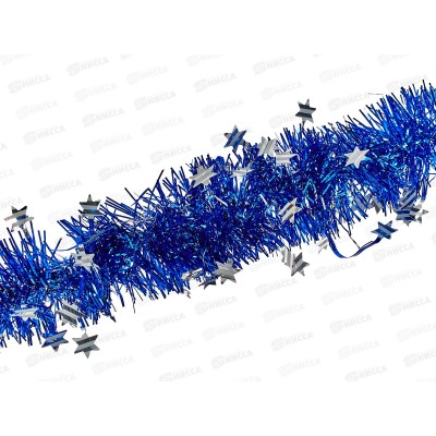 Мишура 002015 5см х 2м , AL-8016, синий с белыми звездами*600 Мишура 002015 5см х 2м , AL-8016, синий с белыми звездами*600