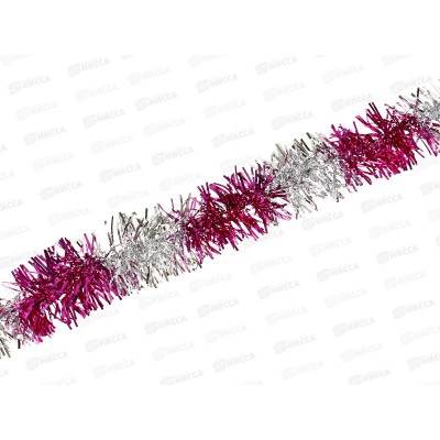 Мишура 002015 змейка с переливом  5смх2м. фуксия+серебро, AL-3344, *800