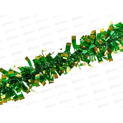 Мишура 002015 квадратики 5см х 2м. зеленый+золото, AL-3345, *800