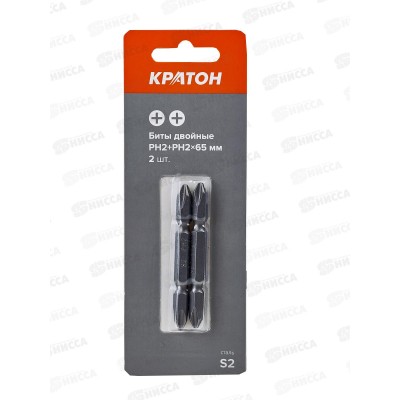 Биты РН2+РН2 65мм (2шт) 11202046Кратон Биты РН2+РН2 65мм (2шт) 11202046Кратон