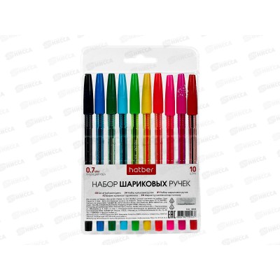 Ручки масляная Hatber 10цв 10040*12 Ручки масляная Hatber 10цв 10040*12