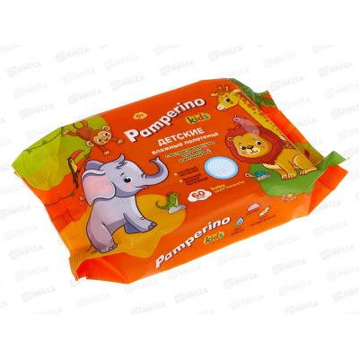 Pamperino влажные полотенца Kids №60 детские с ромашкой Алоэ вера с витамином С *10 80055