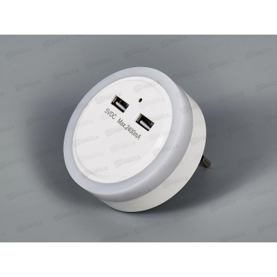Ночник светодиодный IN HOME NLЕ10-LW-DC, белый 2*USB разъема с датч. Ночник светодиодный IN HOME NLЕ10-LW-DC, белый 2*USB разъема с датч.