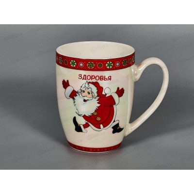 Кружка 340мл Дед Мороз пожелания керамика 70109 *48 Кружка 340мл Дед Мороз пожелания керамика 70109 *48