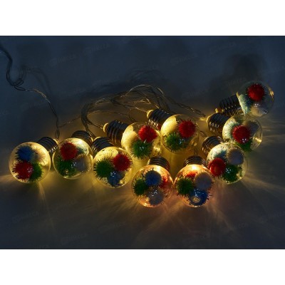 Гирлянда 2м "Лампочки с помпонами" 10LED шампань 381-429 г