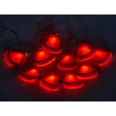 Гирлянда 2м &quotШапочки&quot 10LED шампань, тип питания от батареек 381-425 г