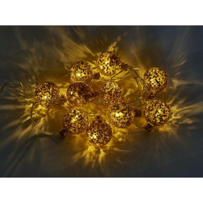 Гирлянда 1,8м &quotЗолотая бомбочка&quot 10LED шампань, тип питания от батареек 381-430 г