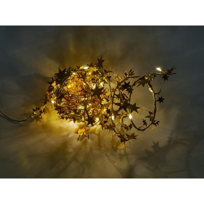 Гирлянда 5м "Золотые звезды" 50LED шампань, тип питания от батареек 384-304 г Гирлянда 5м "Золотые звезды" 50LED шампань, тип питания от батареек 384-304 г