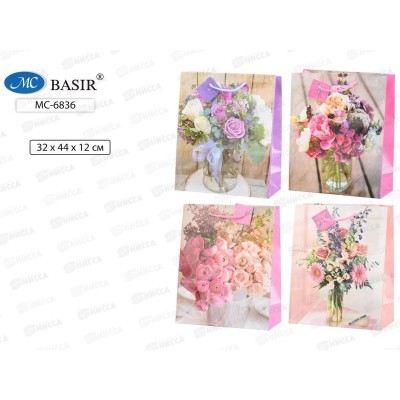 Пакет подарочный бумажный, 32*44*12см, БУКЕТЫ. МС-6836