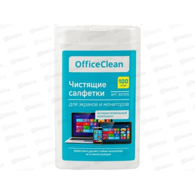 Чистящие салфетки OfficeClean для экранов и мониторов, 100шт, 307370 *24