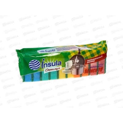 INSULA Губки для посуды Оптимум МАКСИ 10шт *30 INSULA Губки для посуды Оптимум МАКСИ 10шт *30