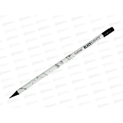 Карандаш чернографитный с ластиком Hatber Black&White 065294*72