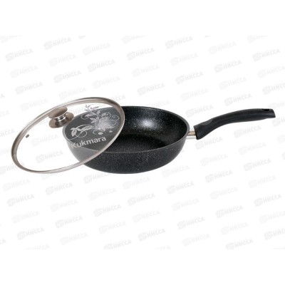 Сковорода 280/65мм с ручкой и стеклянной крышкой темный мрамор смт284а Сковорода 280/65мм с ручкой и стеклянной крышкой темный мрамор смт284а