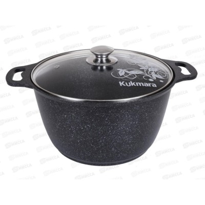 Кастрюля 8,0л со стеклянной крышкой АП темный мрамор кмт82-1а