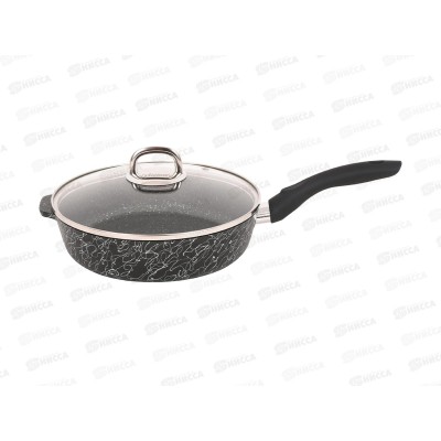 Сковорода 240мм Грация с ручкой стеклянной крышкой глуб черн/сер сгчс241а