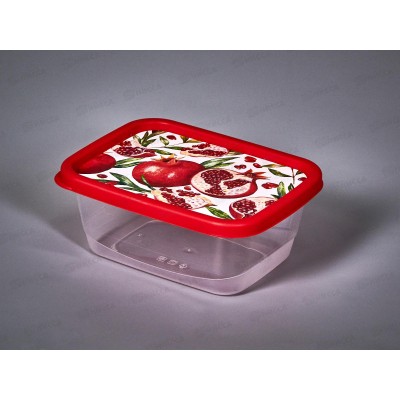 Контейнер для продуктов прямоугольный 0,5л с декором красный 221153606/03