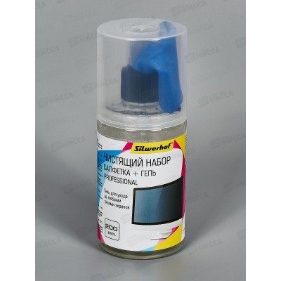 Чистящий набор SILWERHOF (салфетка+гель) для экранов и оптики 200мл 1937811 Чистящий набор SILWERHOF (салфетка+гель) для экранов и оптики 200мл 1937811