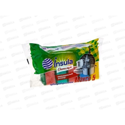 INSULA Губки для посуды Оптимум МАКСИ 5шт *40 INSULA Губки для посуды Оптимум МАКСИ 5шт *40