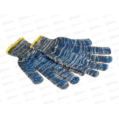 Перчатки хлопчатобумажные двойные &quotЗима&quot серые с ПВХ Точка XL10*5 Э