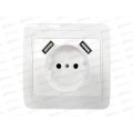Розетка одинарная CLASSICO белая, с заземлением, 2147 с 2 USB *10 Розетка одинарная CLASSICO белая, с заземлением, 2147 с 2 USB *10