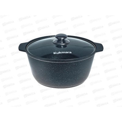 Кастрюля жаровня 5,0л со стеклянной крышкой тем мрамор жмт528а/жмт52а