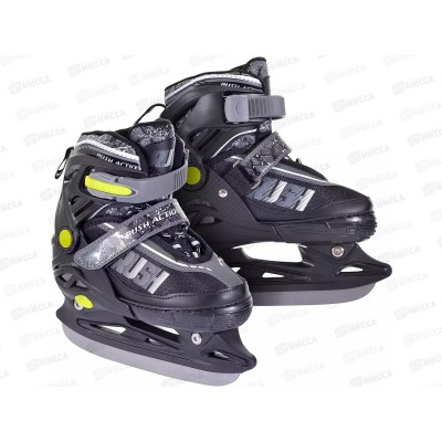 Коньки раздвижные PVC 125 р.35-38 black-green RUSH ACTION, 381839