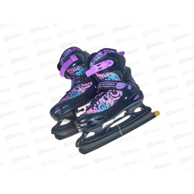 Коньки раздвижные р.38-41 black/purple RUSH ACTION, 379602