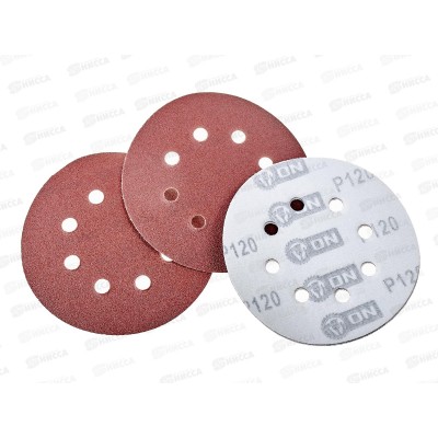 Круг абразивный шлифовальный под липучку с перфорацией 125мм Р120 5шт ON Круг абразивный шлифовальный под липучку с перфорацией 125мм Р120 5шт ON