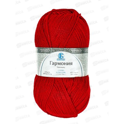 Пряжа Гармония 046 Красный 50шерсть 50акрил 100гр 245м Пряжа Гармония 046 Красный 50шерсть 50акрил 100гр 245м