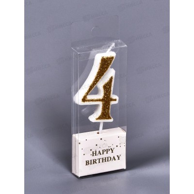 Свечи для торта &quotИллюзия цифра 4&quot 9,5см золото 448-461