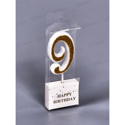 Свечи для торта &quotИллюзия цифра 9&quot 9,5см золото 448-466