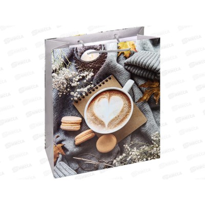 Пакет подарочный MI 26,4х32,7х13,6см Влюбленный в кофе, ПКП-4323  *12