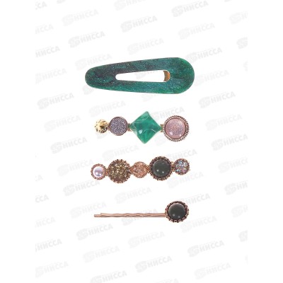 Pretty Girl Набор заколок для волос TS00068-2 Изумруд 4шт *12 Pretty Girl Набор заколок для волос TS00068-2 Изумруд 4шт *12