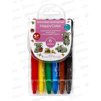 Карандаши восковые 6 цветов Альт Happycolor 31-0003 *12