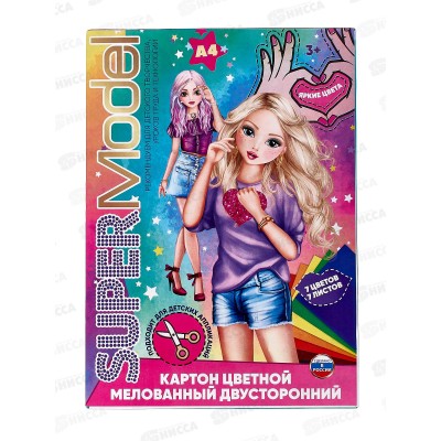 Цветной картон 7л 7цв А4 TIK TOK GIRL, мелов. двухстор. CМD-85662-ТТ*30 Цветной картон 7л 7цв А4 TIK TOK GIRL, мелов. двухстор. CМD-85662-ТТ*30