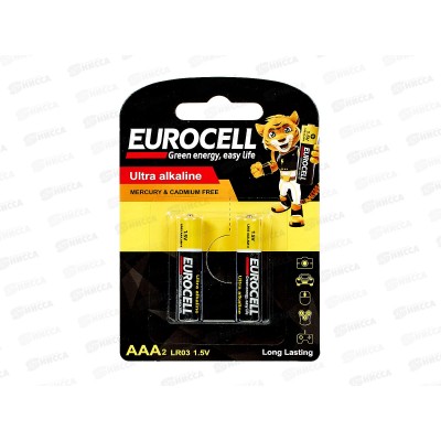 Батарейки Eurocell алкалиновые AAA 2шт 0024 *12/240