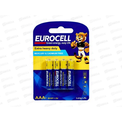 Батарейки Eurocell цинк-углеродные AAA 4шт 0178 *12/216