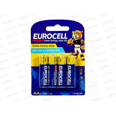 Eurocell батарейки цинк-углеродные AA 4шт 0239 *12/216