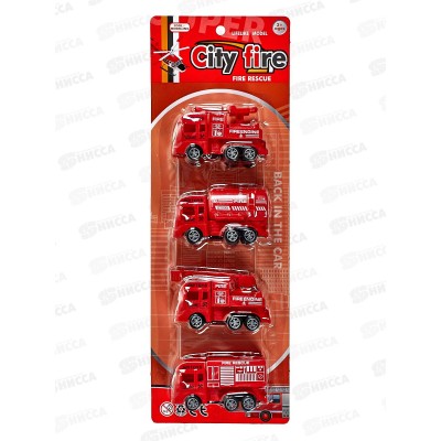 Набор машин пожарной техники №2023-42 инерция, 4шт, блистер 40*4,5*13,5