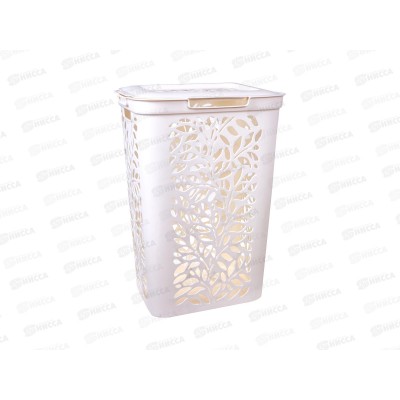 Корзина д/белья 60л Leaves молочный С48917 *4 Корзина д/белья 60л Leaves молочный С48917 *4