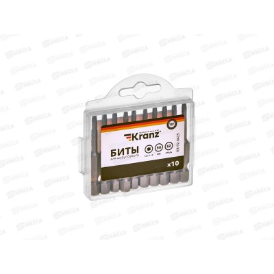 Бита Torx T-10*50мм для шуруповерта 10шт Kranz KR-92-0425 Бита Torx T-10*50мм для шуруповерта 10шт Kranz KR-92-0425