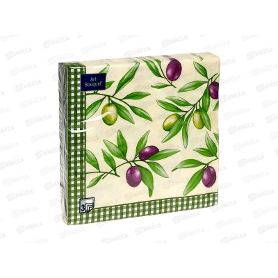 Салфетки 3 слойные 20 листов 33*33 Art Bouquet Оливки, 57279 *12 Салфетки 3 слойные 20 листов 33*33 Art Bouquet Оливки, 57279 *12